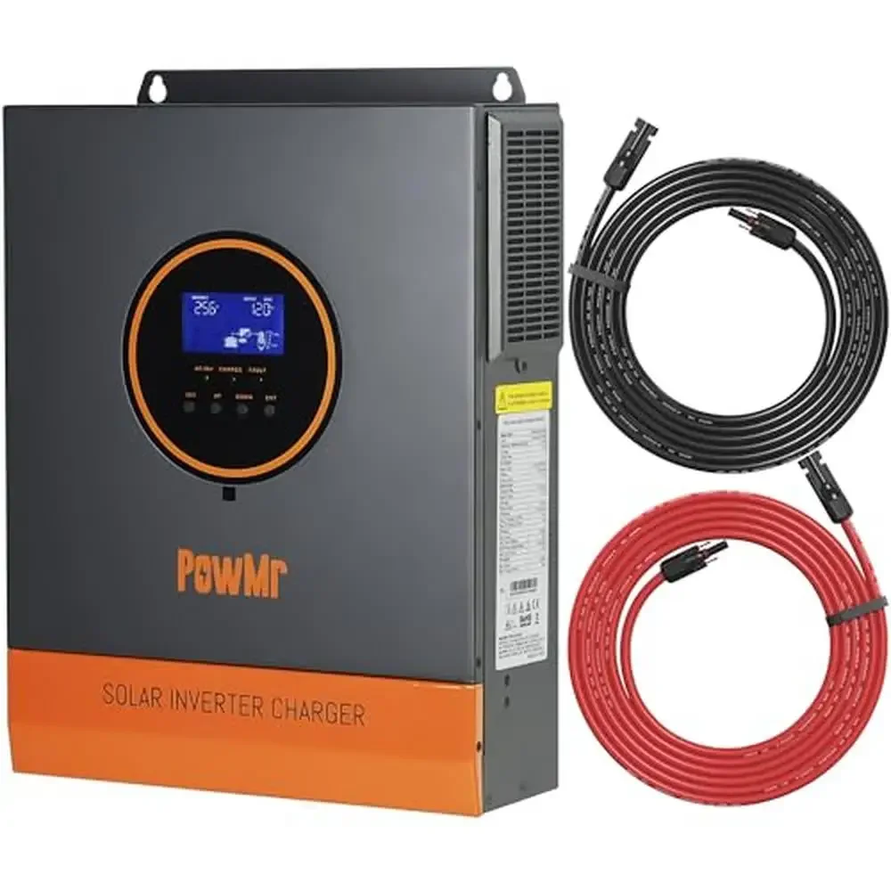 3200W Pure Sine Wave Solar Inverter Charger 24V DC 120V AC 40A AC Charger MPPT Controller 10AWG Solar Cable Off-grid Utility