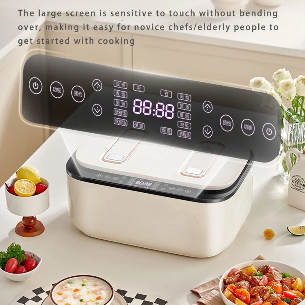 스마트 다기능 밥솥, 가정용 더블 에어백 밥솥, 2.5 리터 + 2.5 리터, 1-4 인용