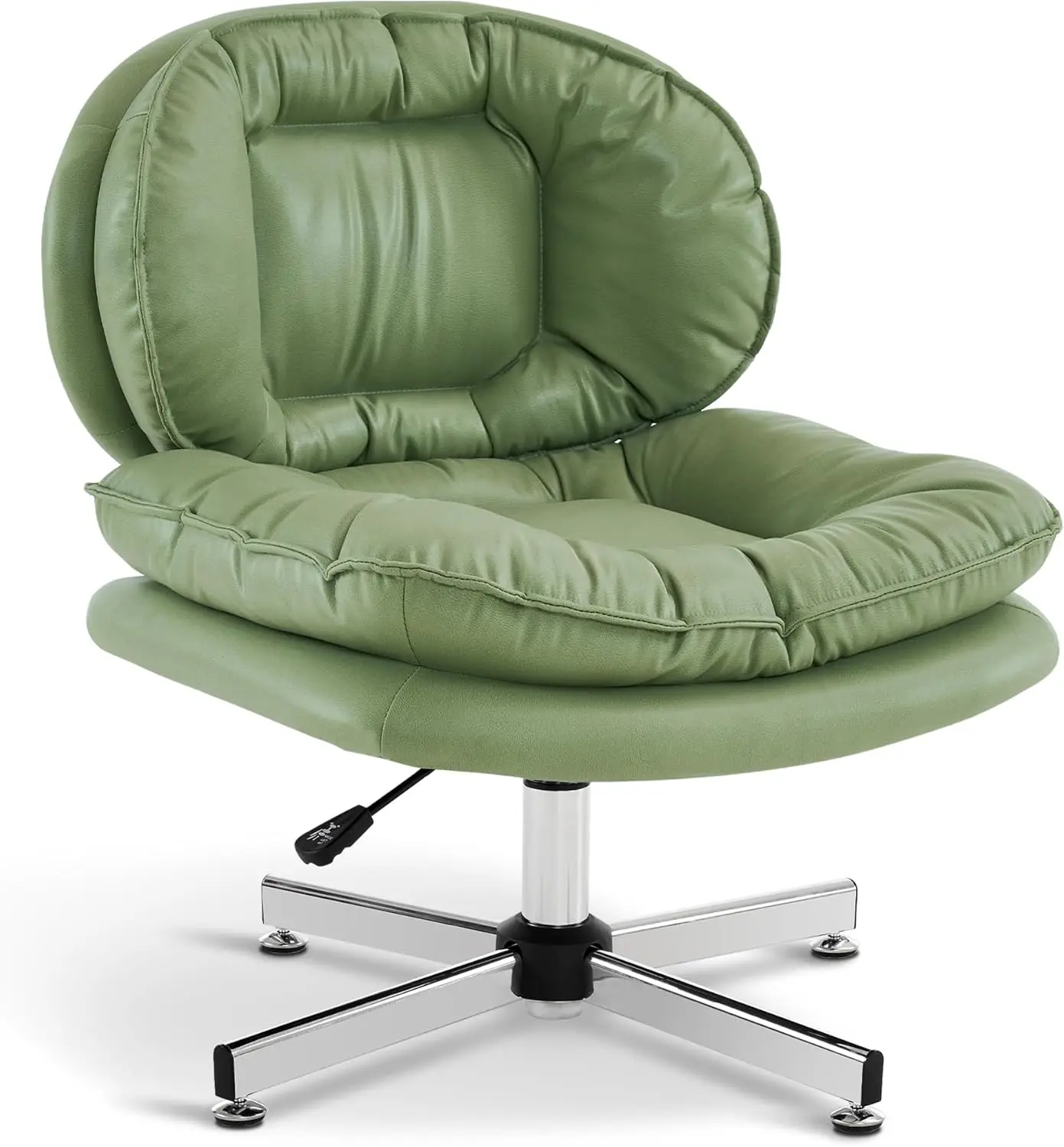 MCombo Swivel Accent Chair with Height Adjustment, Upholstered Desk Chair for Living Room Office 4473 (Green, 4-Star Base)