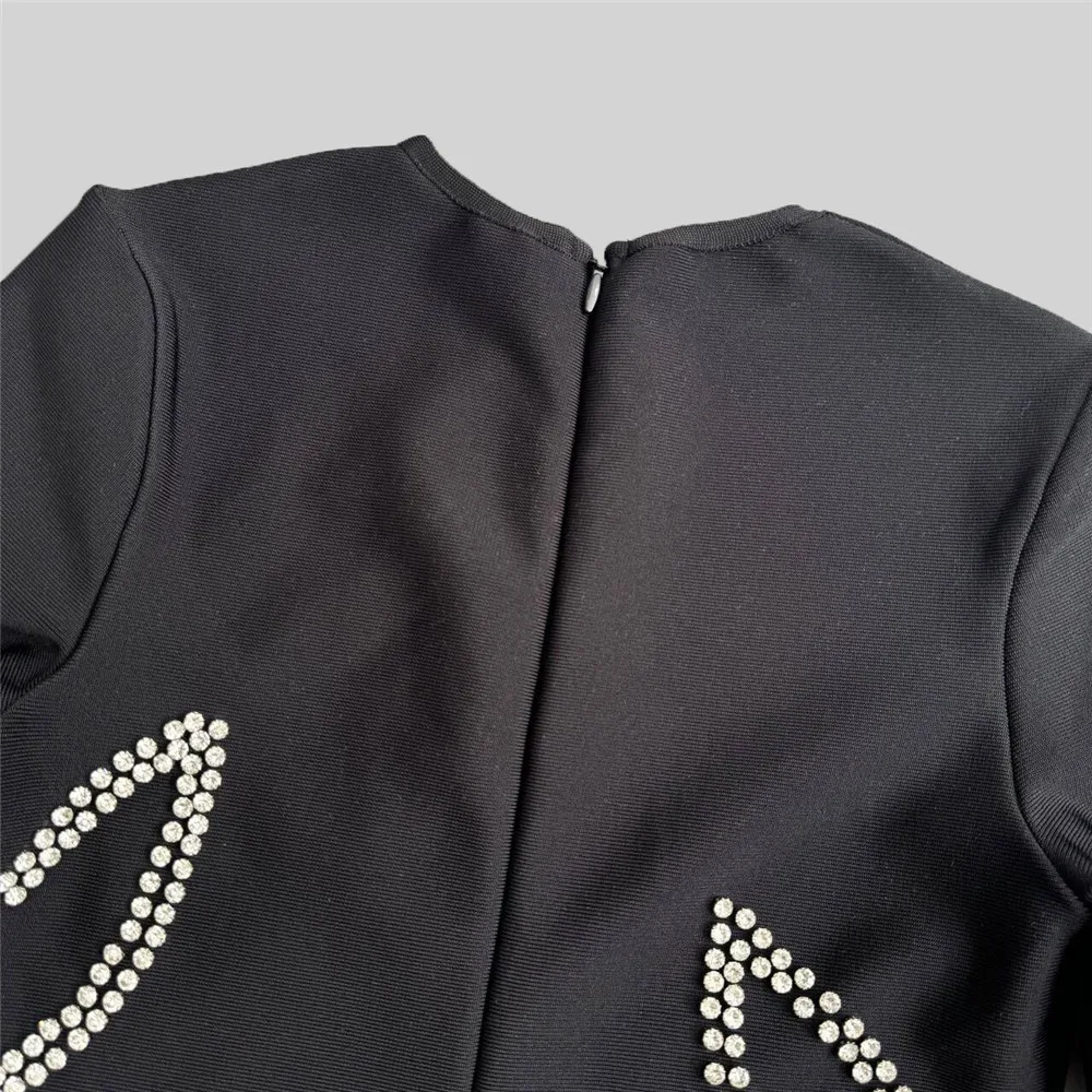 2025 Sexy lange mouwen strass maxi bandagejurk voor vrouwen elegante o-hals bodycon avondfeest cocktail clubjurken nieuw