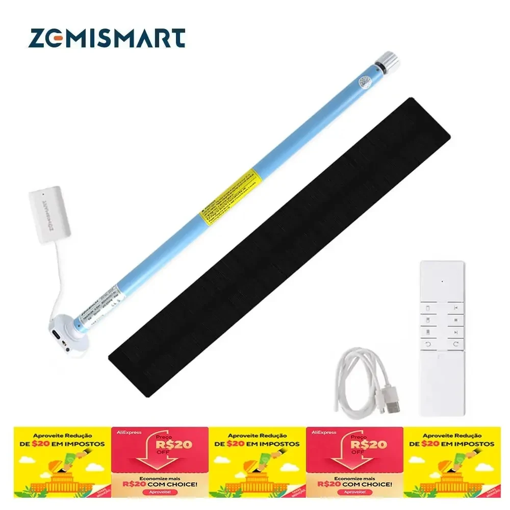 Zemismart Zigbee Roller Shade Blinds Motor for 17mm 25mm 28mm Tube Tuya Rechargeable Electric Curtain Engine Alexa Google Home