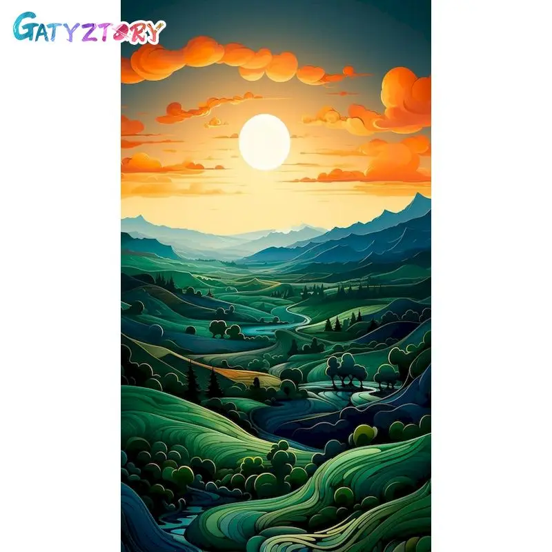 

GATYZTORY Frame Painting By Number Sunset Wall Art Unique Gift Diy Coloring By Numbers Acrylic Canvas For Home Decors