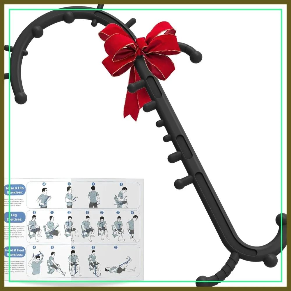 Back & Neck Massager for Pain Relief, Deep Tissue Trigger Point Cane, Muscle Knot Remover Tool (Black)