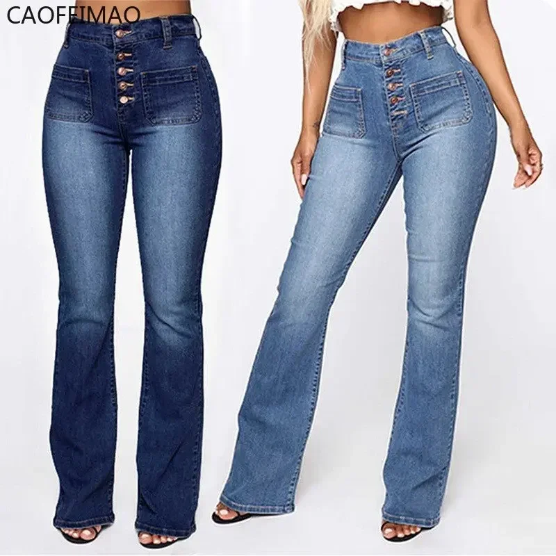 

Caofeimao2023 European American Women's Jeans Stud Button Sticker Bag Trousers Jeans Baggy High Waisted Jeans