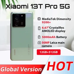 Global Version Xiaomi 13T Pro 5G Leica Camera 144Hz AMOLED Display 120W HyperCharge IP68 Waterproof MediaTek Dimension 9200 +