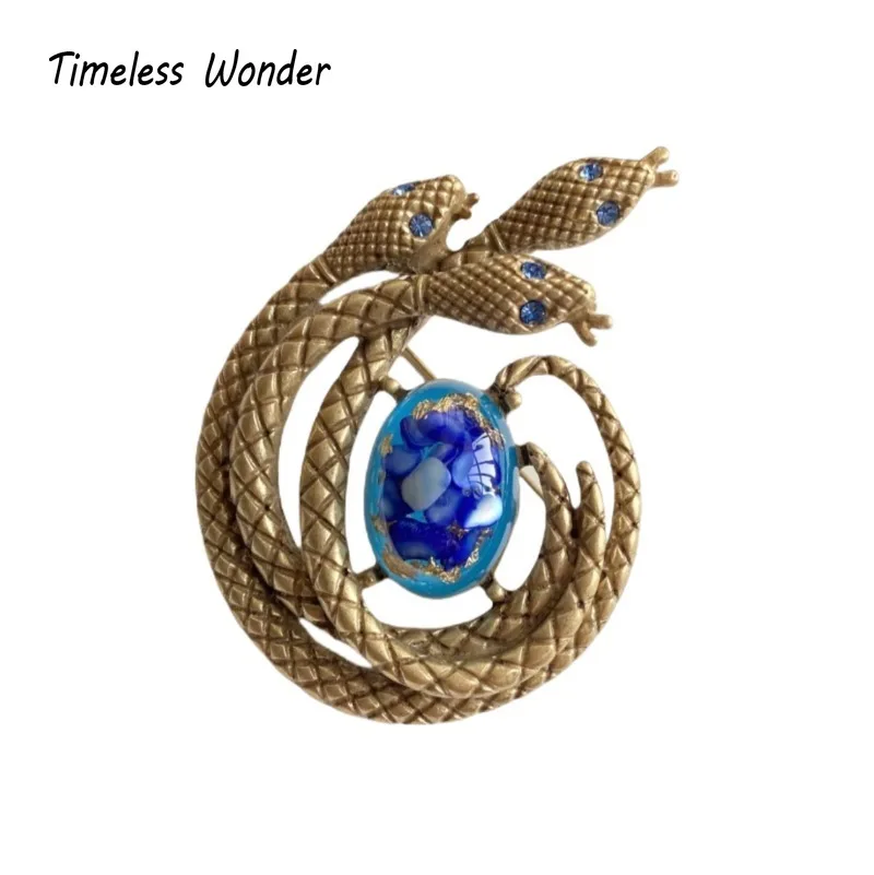 Timeless Wonder Retro Zircon Geo Glass Snakes Brooch Pins for Women Designer Jewelry for Gown Runway Rare Gift Sweet 5381