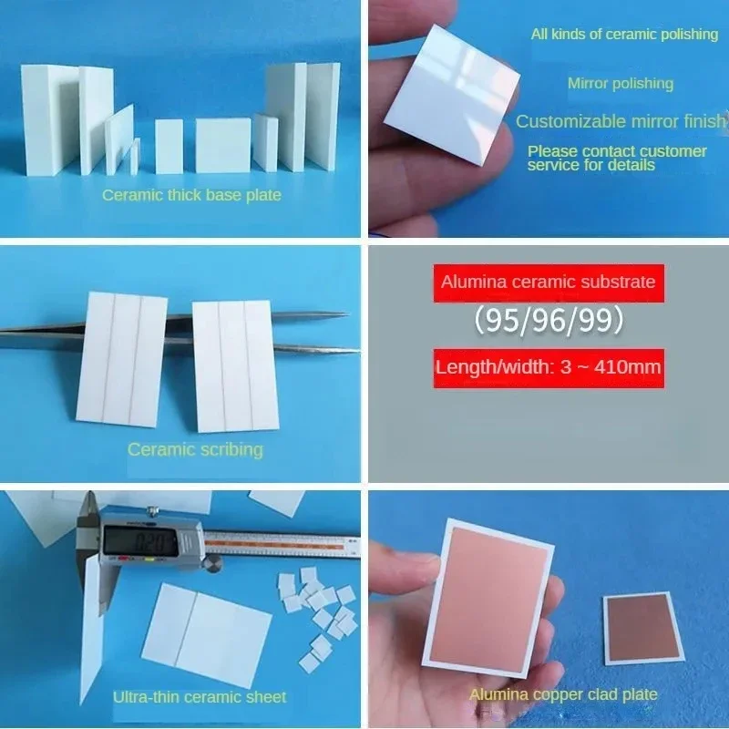 Customized Aluminum Oxide Ceramic Sheets, Copper Coated Ultra-thin Thermal Insulation Sheets, Square Ceramic Sheets