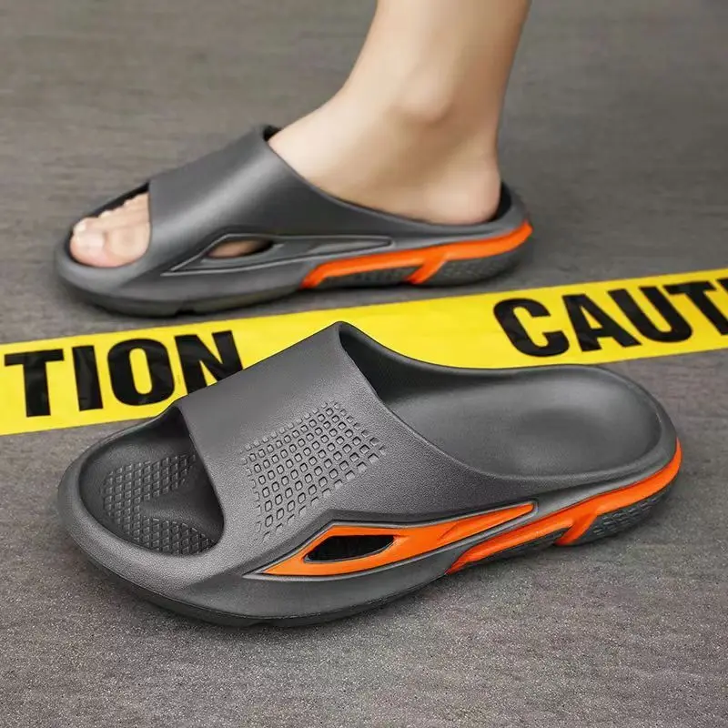 2024 Man's Summer New One Word Big Size Slippers Thick Sole No Slip Home Slippers Outdoor Slipper Bathroom Slipper