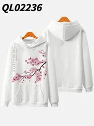 Autumn Newest Fashion Men Women Japanese Sakura Floral Printed Long Sleeve Hoodie Pullover Sweater Casual Streewear Sweatshirts