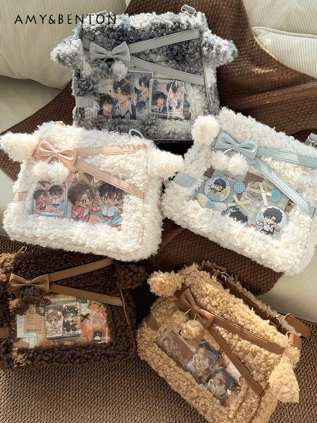 Original Itabag Cute Ears Bowknot Plush Bag Single Shoulder Bag Double Shoulder Bag Women Japanese Style Anime Girl Mini Bags