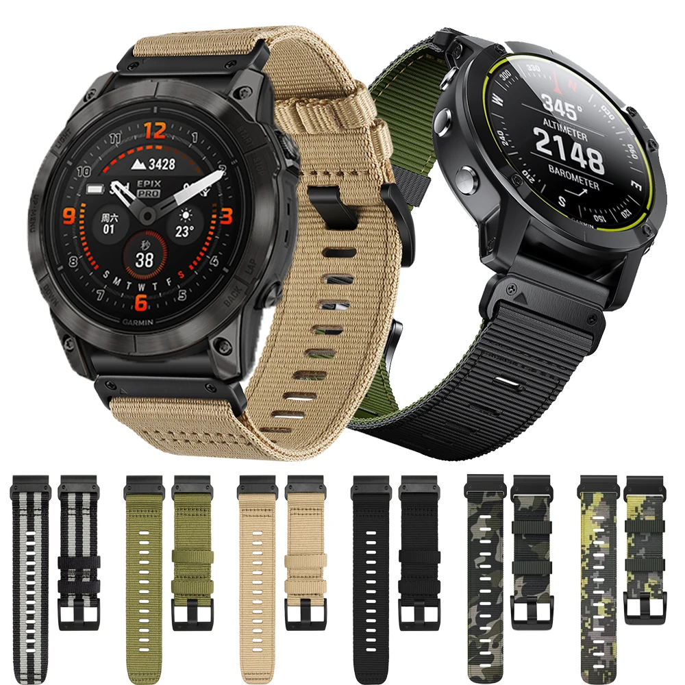 QuickFit 26 22mm Wristband For Garmin Fenix E 8 7 7X 6 6X 5 5X/Epix Pro 47 51mm/Enduro 3 2 Quaitx 3 Mk1 935 Nylon Strap Bracelet