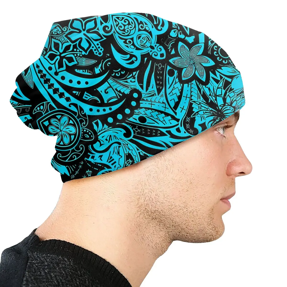 Hawaiian Polynesian Teal Tribal Threads Thin Bonnet Homme Fashion Samoan Skullies Beanies Caps Style Hats