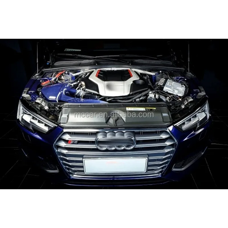 More Power Blue-black Real Dry Carbon Air Intake Manifold For Audi S4 S5 B9 3.0T 2017+ Racing Version Cold Air Intake System