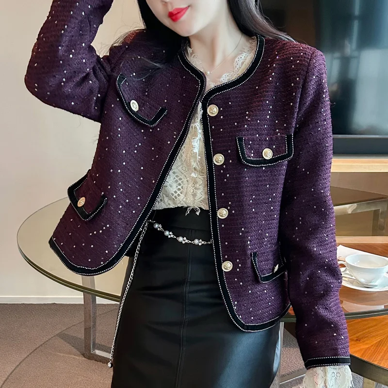 Women's Autumn Winter Elegant Fragrant Temperament Short Jacket Female Coats