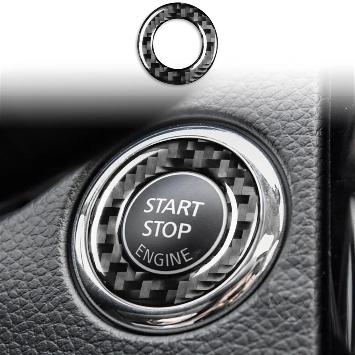 حلقة ثقب مفتاح سيارة من ألياف الكربون ، مفتاح زر التشغيل ، إكسسوارات داخلية للتشذيب ، نيسان إكس تريل ، روغ T32 ، صوفي