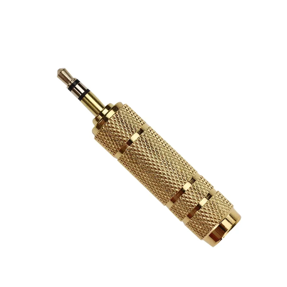 100pcs Stereo Audio Adapter Gold Plated 3.5mm Male to 6.35Mm Female Headphone Jack Converter For Mobile Phone PC Notebook