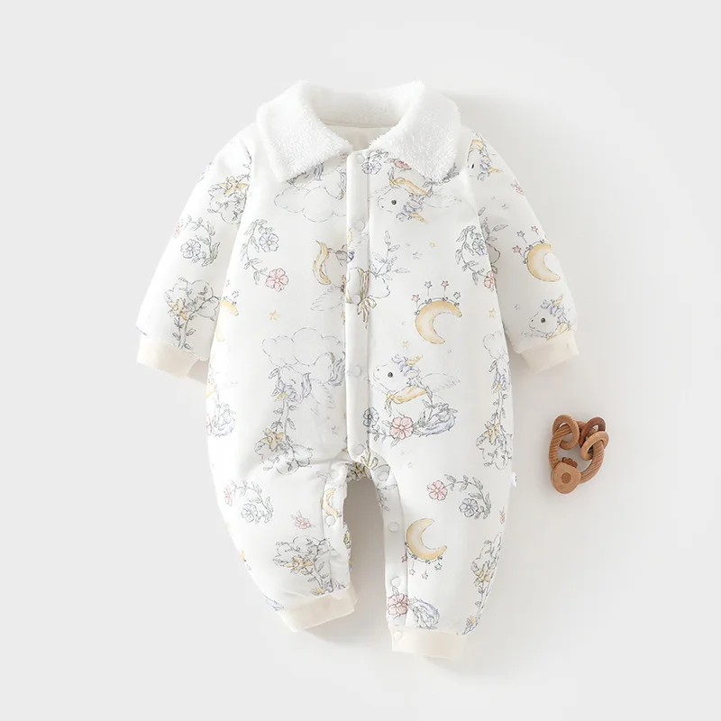 

Baby Cotton-Padded 200G Jumpsuit Baby Cotton Padded Thickened Autumn and Winter Romper Romper Baby Fur Collar