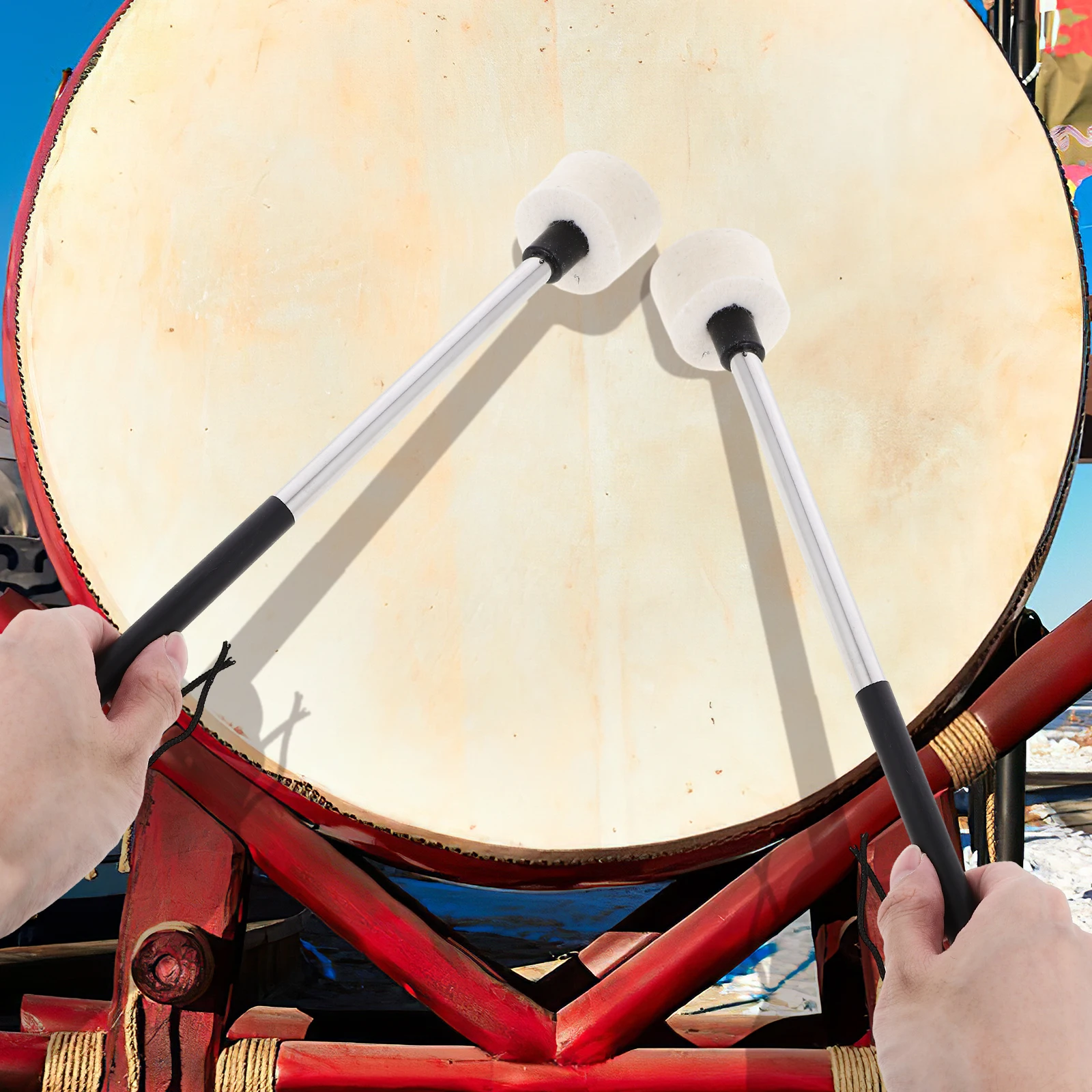 

2pcs Stainless Steel Drumsticks Smooth Lightweight Beginners Young Drummers Practice Percussion Instrument Sticks