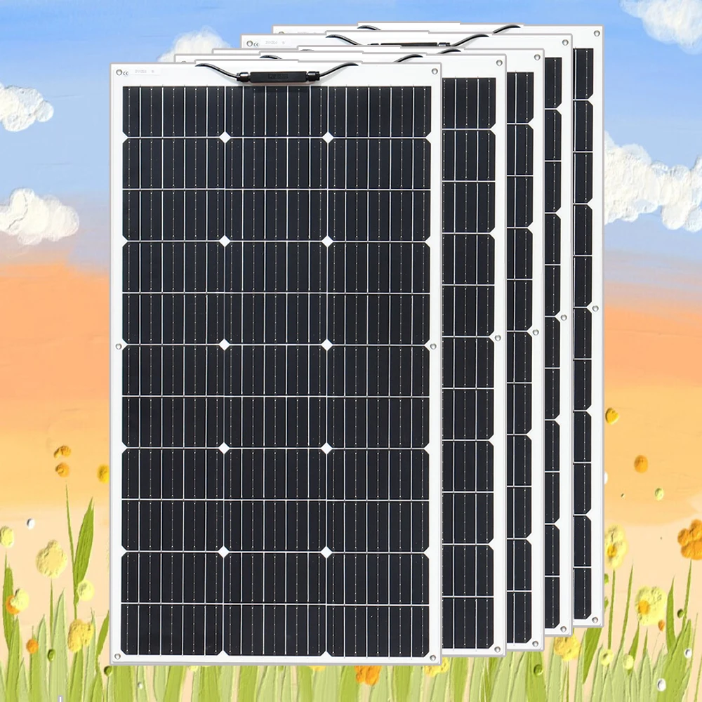 

Flexible Solar Panel 1-10 * 100W 24V/12V Monocrystalline Solar Panels Charger 200w-1000w for Boat Cabin Van Car Uneven Surfaces