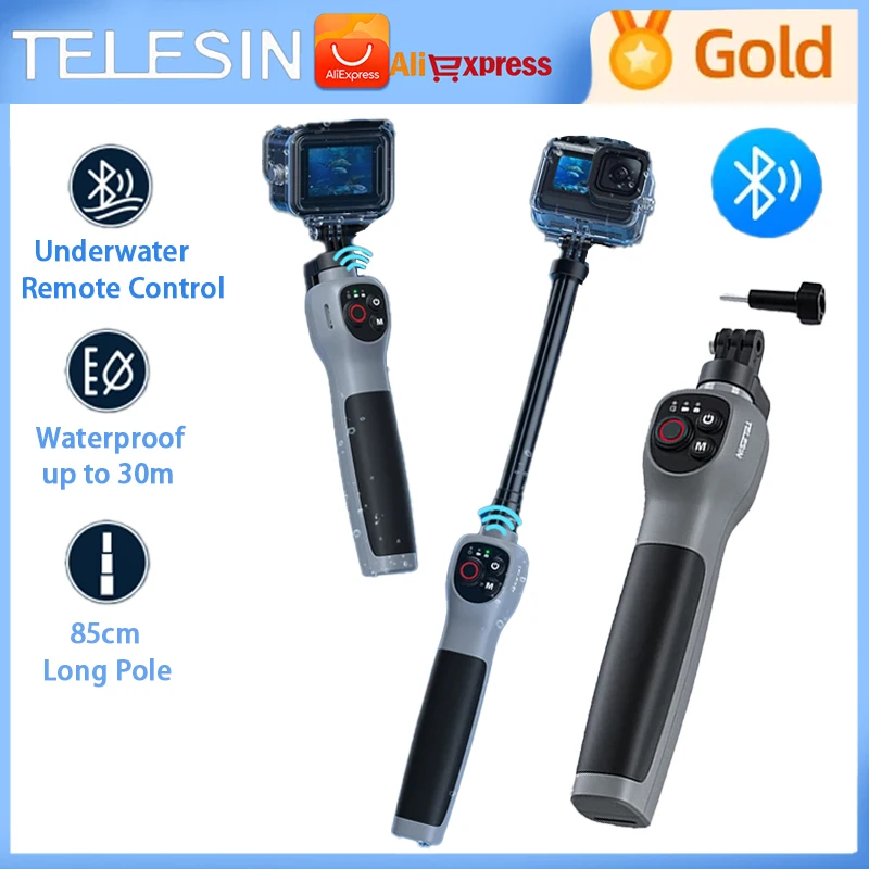 

TELESIN Diving Underwater 0.85M Selfie Stick Waterproof Selfie Stick Wireless Remote Control For Gopro Hero 8 9 10 11 12 Go pro