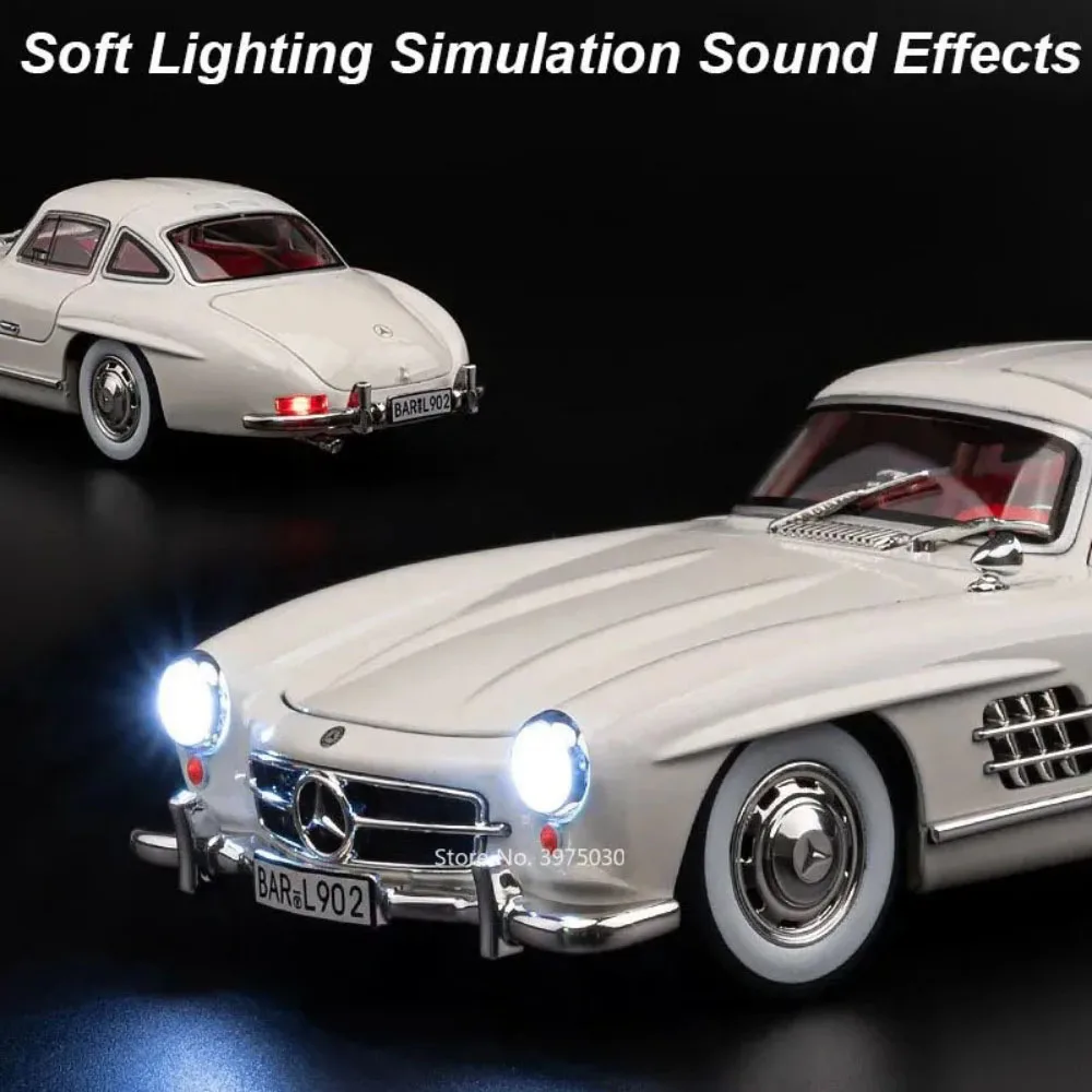 1:24 ONE 300SL Spielzeugmodelle Miniaturautos mit leichtem Musikrad Zurückziehen Sportwagentüren Geöffnete Fahrzeuge Kinder Erwachsene Geschenke