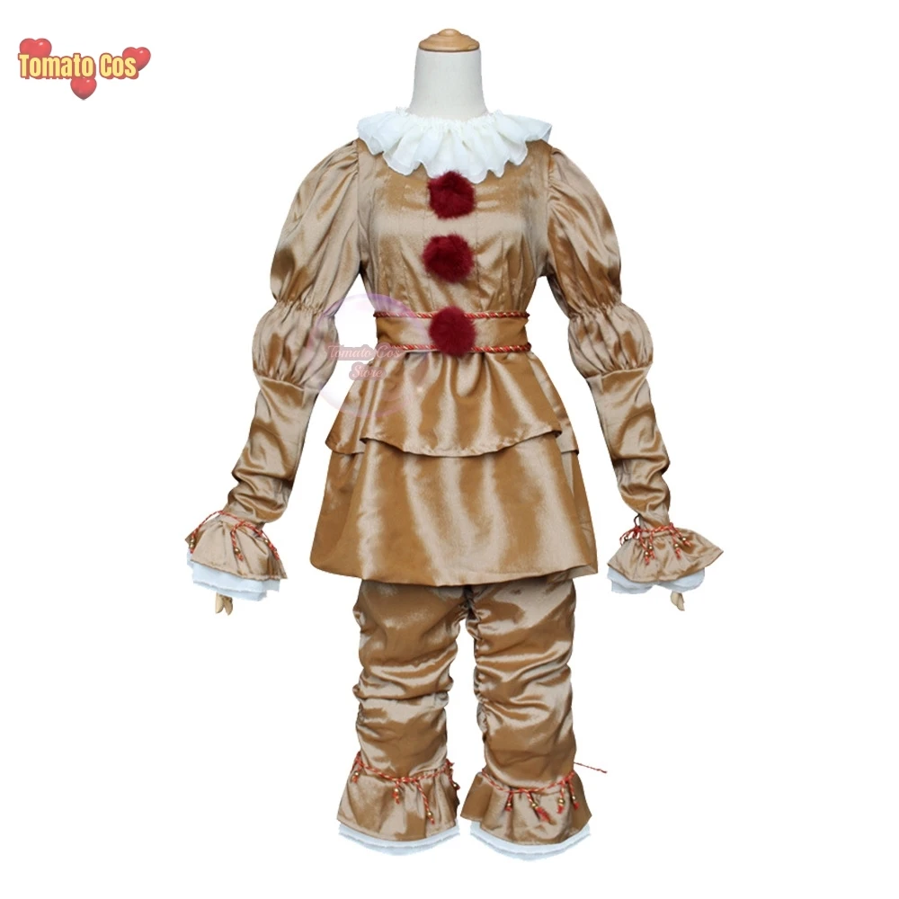 Disfraz de Cosplay de Pennywise para adultos y niños, traje de Peluca de payaso Stephen, traje de miedo para Halloween, fiesta de terror, Carnaval, mascarada, vestido, pantalones, traje