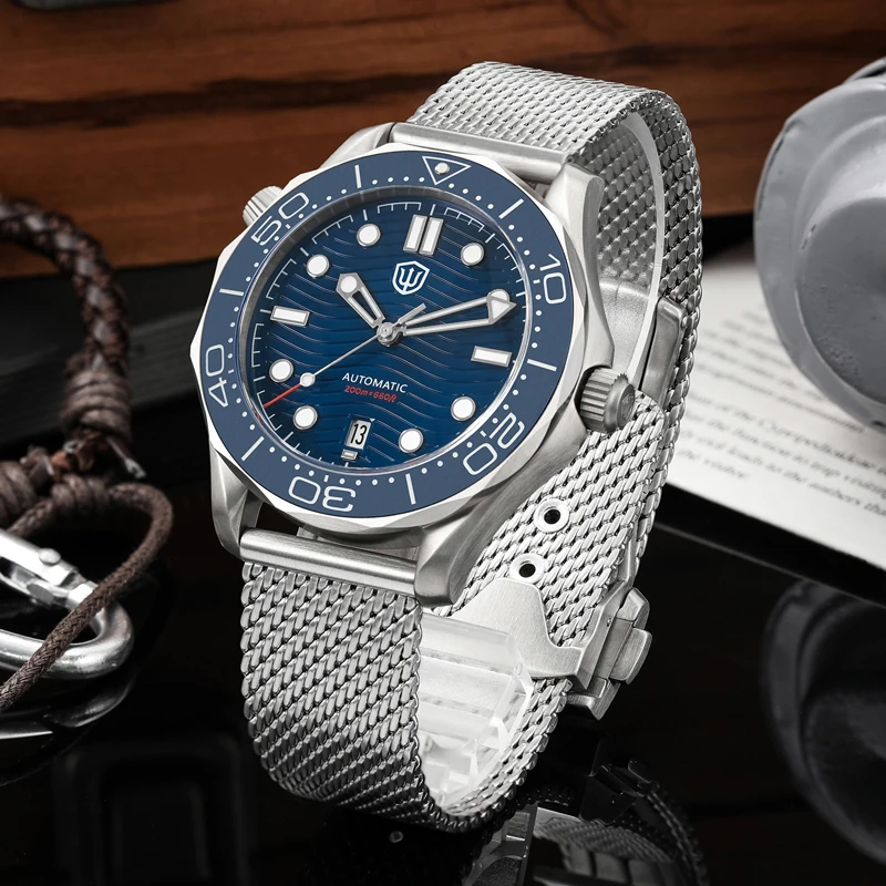 Watchdives WD007 Titanium Watch NTTD NH35 Automatic Movement 42mm Men Dive Watches Domed Sapphire C3 luminous 200M Waterproof