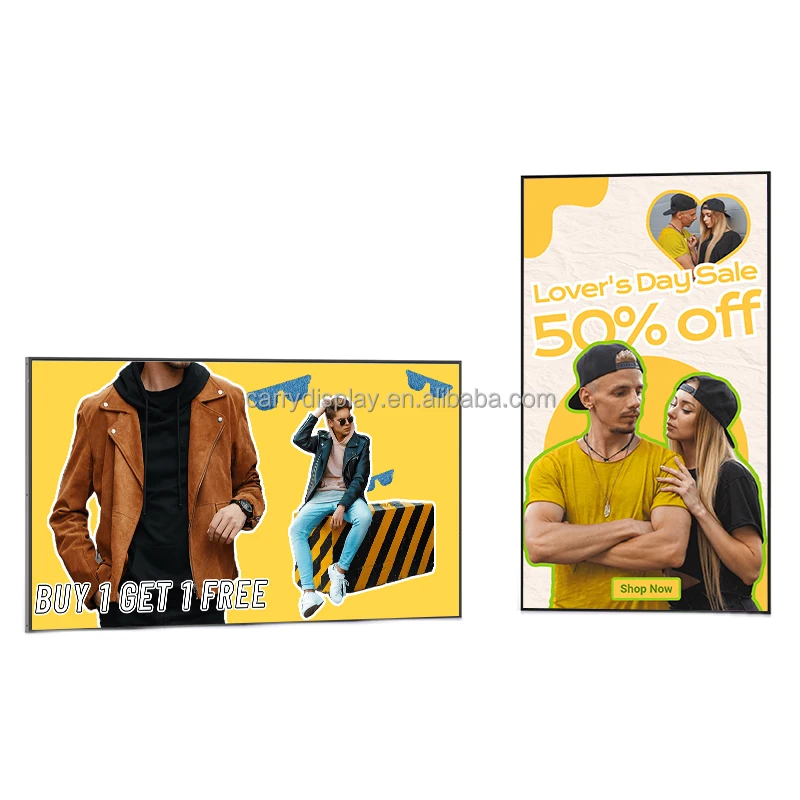 High Brightness Ultra Narrow Bezel Ceiling Hang Commercial Display Window Advertising for Shopping Mall view 3