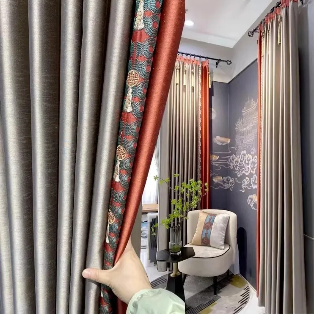 

Chinese Classical Red Jacquard Blackout Curtains Luxury Panel Design Drapes for Living Room Bedroom Villa Home Decor Custom