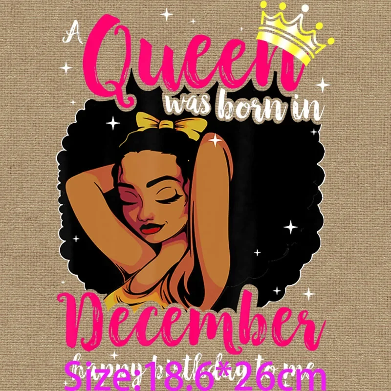 Funny iron On Patches Birthday Melanie Zodiac Queen November December Aries Black Afro Girls Magic Fashion Sexy DIY