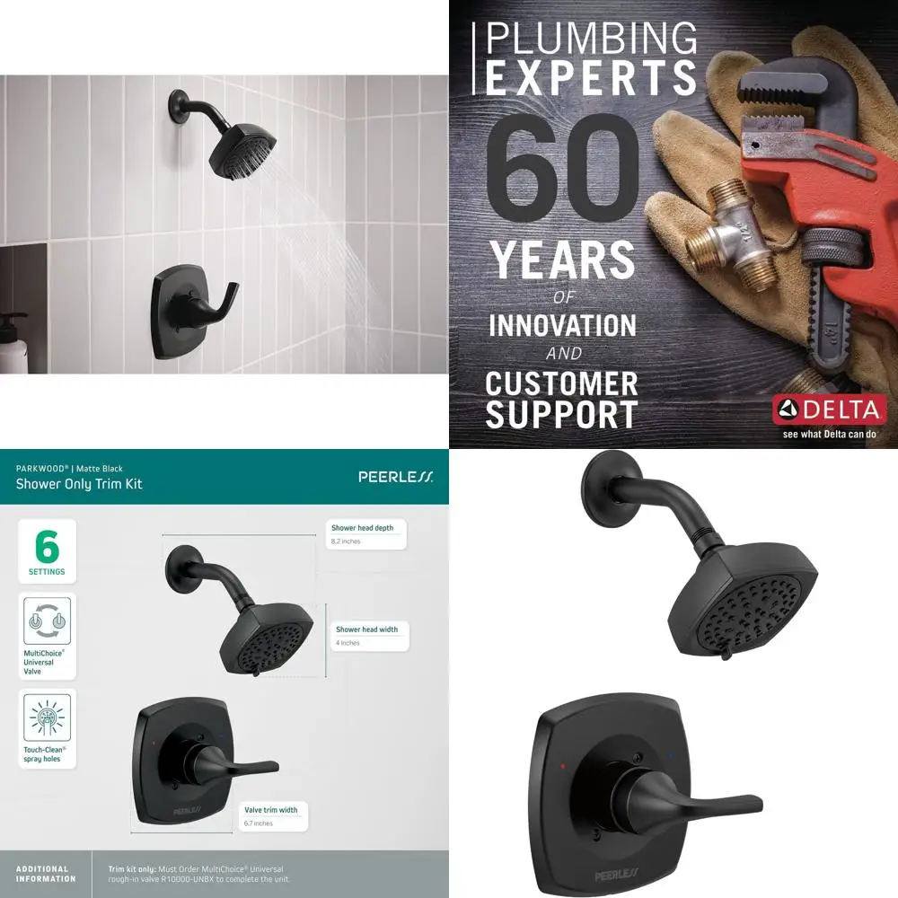 Matte Black Shower and Bathtub Faucet Set with Trim and Handle