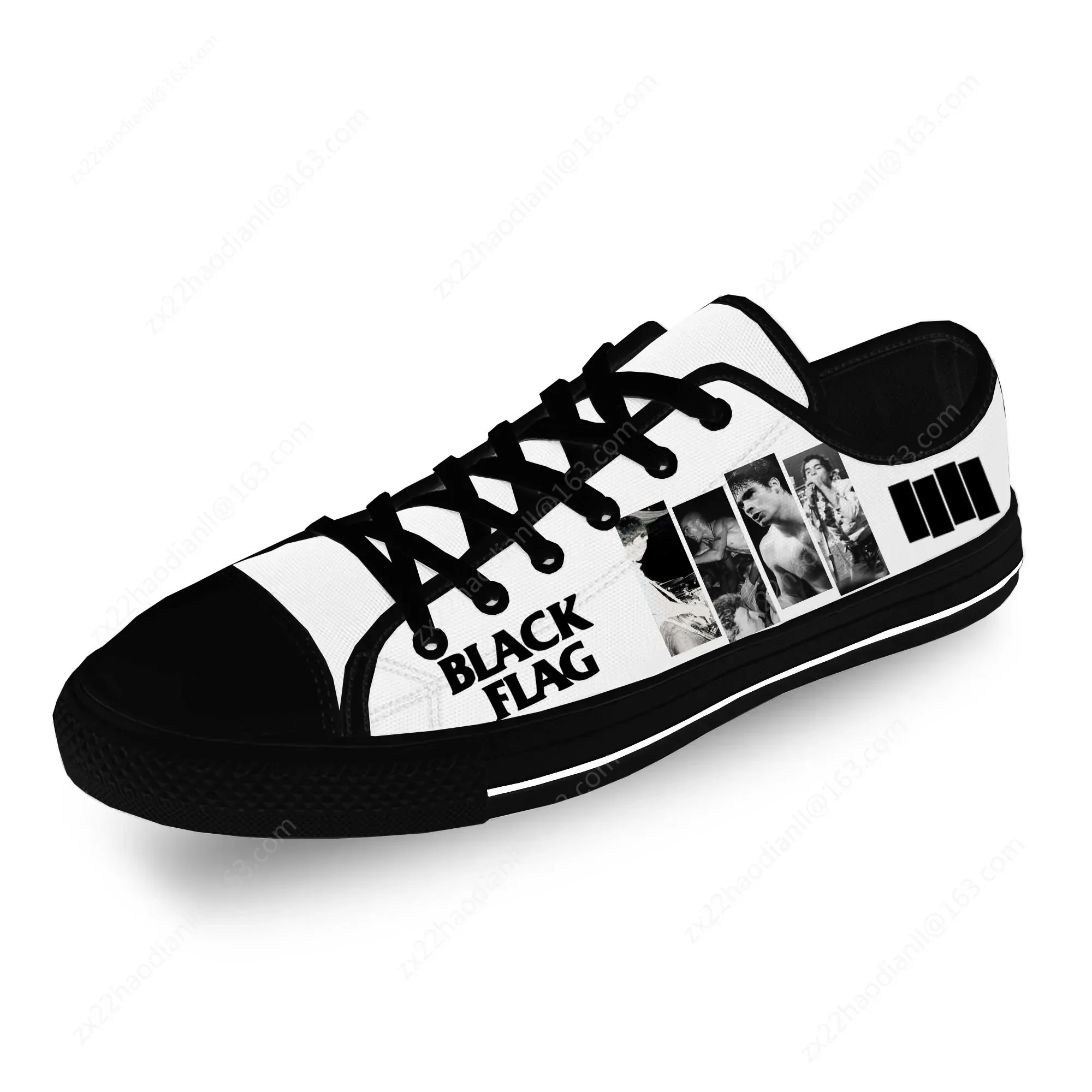 BLACK FLAG Rock Band Low Top Sneakers Mens Womens Teenager Casual Shoes Canvas Running Shoes 3D Print Designer Lightweight Shoe