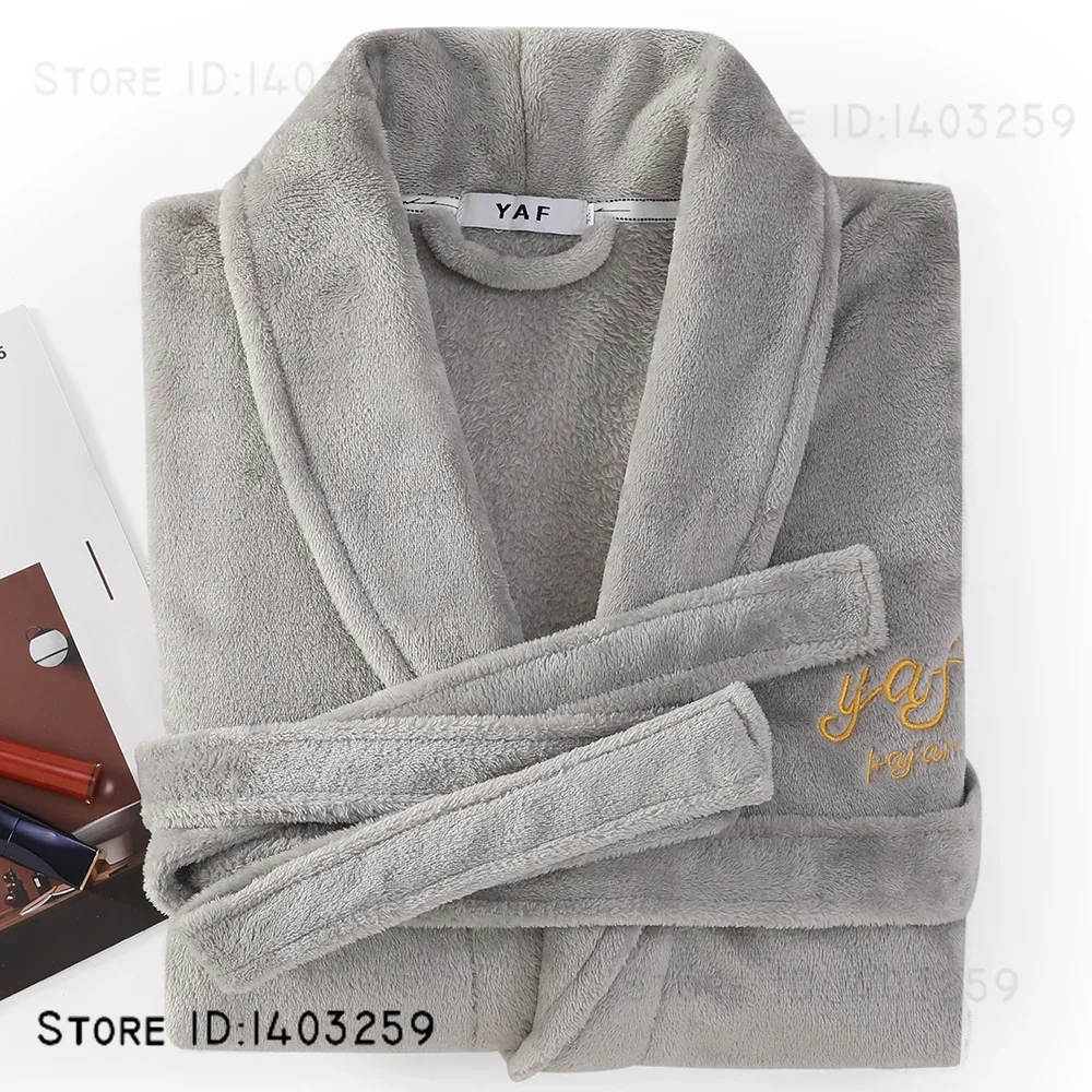 

Утепленный фланелевой мужской халат, одежда для сна, кимоно с лацканами и длинными рукавами, халат, зимнее теплое коралловое флисовое платье, одежда для сна для пар, домашняя одежда