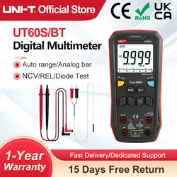 デジタルインテリジェント目覚まし時計,UNI-T u60s ut60bt,1000v,ac DC,電圧計,true rms,周波数計,コンデンサ,温度テスター