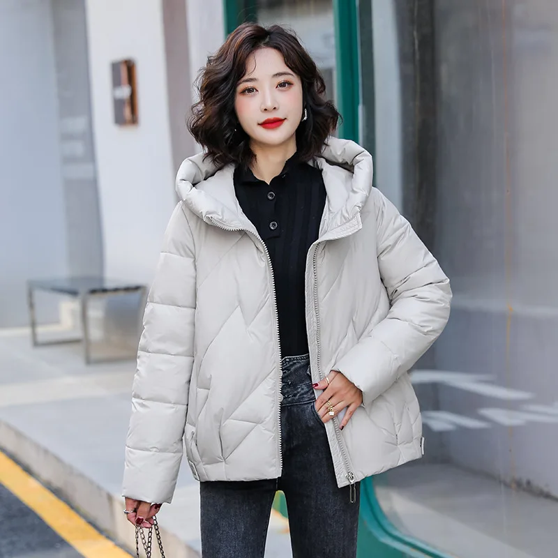 Women's Short Winter Cotton Jacket Warm New Loose Hooded Thick Cotton Coat Trendy Quilted Cotton Padded Jacket Parkas Clothing