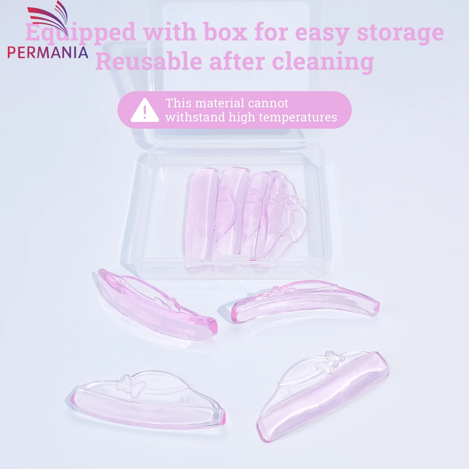 PERMANIA 4 Pair L Curl Silicone Eyelash Perm Pads Sticky Lashes Rods Shield Lifting 3D Eyelash Curler Accessories Makeup Tool