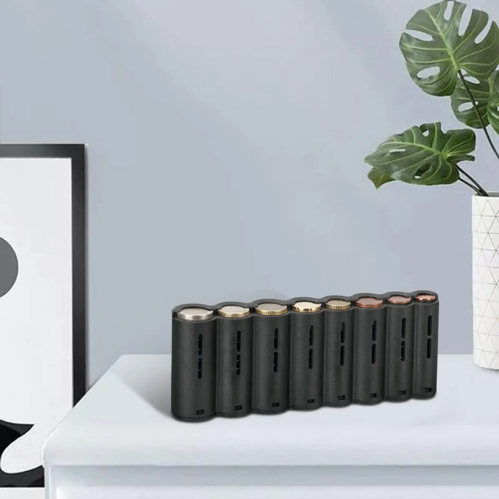 حامل العملات المعدنية الأوروبية 8 فتحات مجموعة العملات المعدنية كبسولة للسيارة أنبوب تخزين العملات المعدنية حامل تغيير العملات المعدنية منظم لشاحنة السفر والسيارة