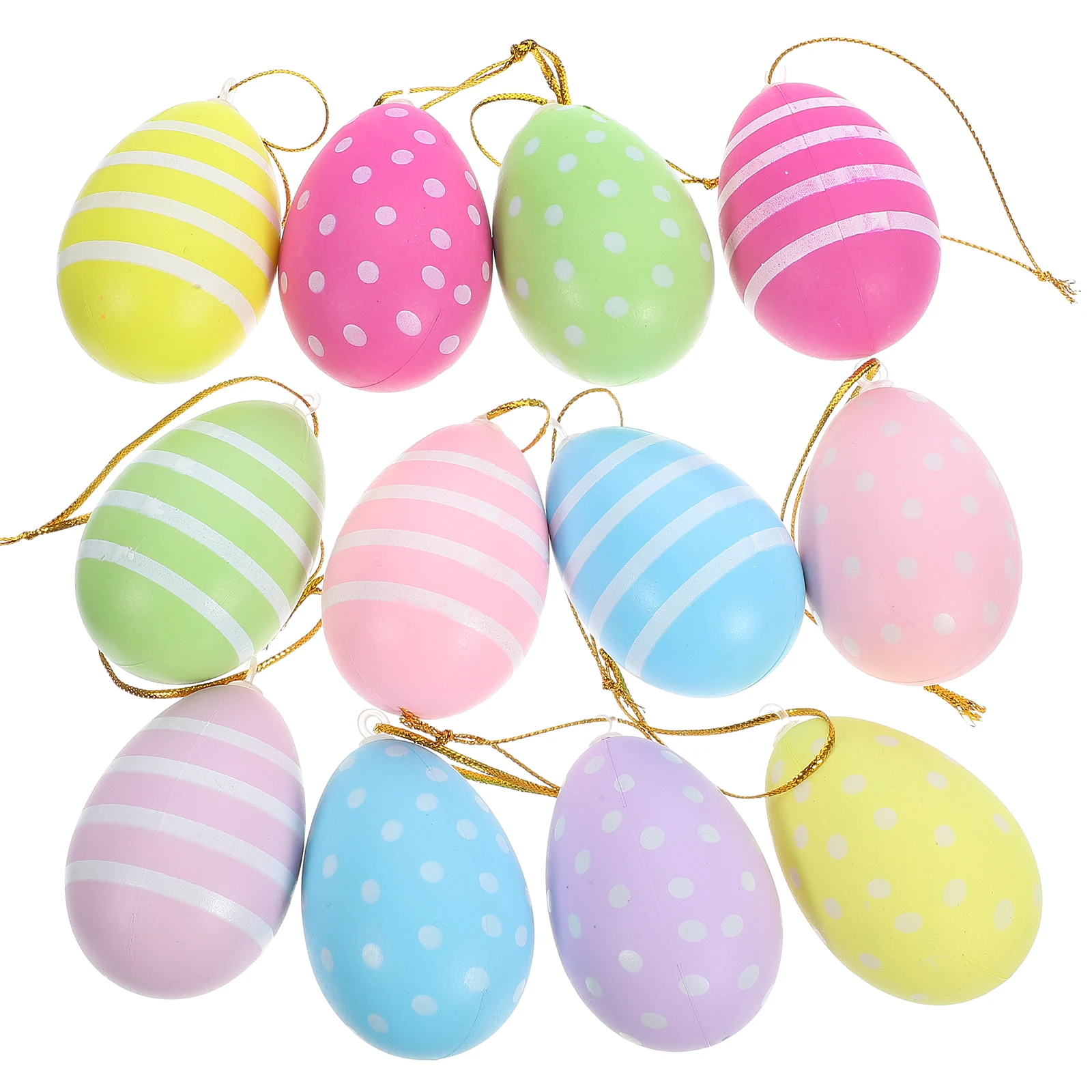 

24 Pcs Easter Egg Pendant Tree Hanging Decorations Plastic Spot Stripe Mixture 6 Styles Festival Supplies Home Decor