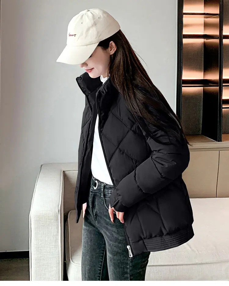 Winter Jacket Women's Stand collar Cotton Warm Coat Korean Loose Ladies Thicken Short Coat Solid Casual Student Jackets Female