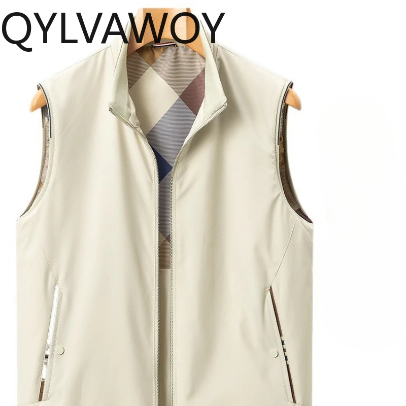 

QYLVAWOY 2025 весна осень новый мужской легкий жилет с воротником-стойкой деловая повседневная верхняя одежда стильная удобная LJ2735