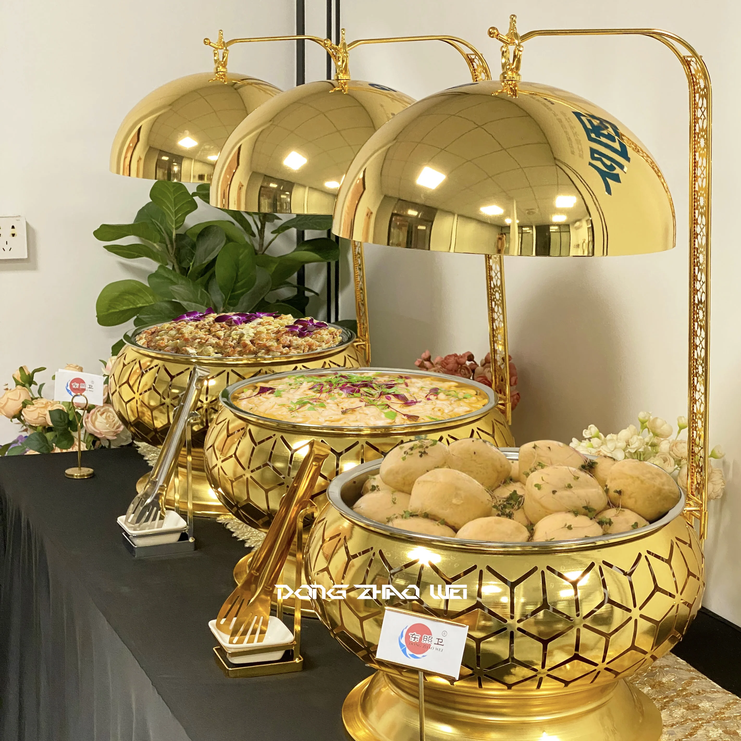 

Luxury 9L dining buffet with hanging cover, food insulation, hotel wedding banquet equipment