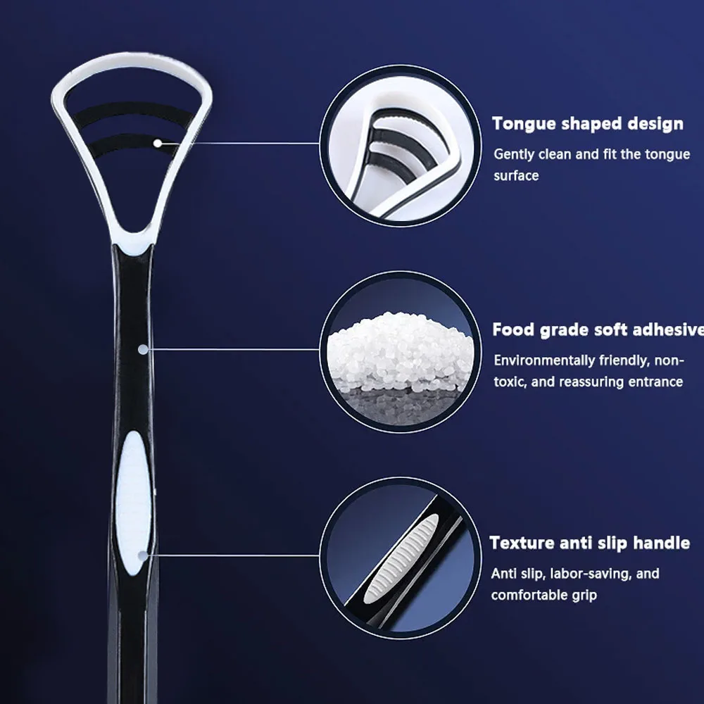 Grattoir à langue portable avec poignée coordonnante, brosse de revêtement de langue, brosse buccale réutilisable, haleine fraîche, santé