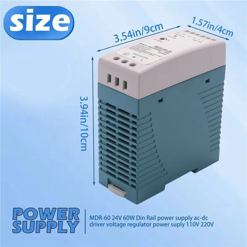 #84J MDR-60 24V 60W Din Rail power supply ac-dc driver voltage regulator,LED switching power supply,(ABS+ electronic components)