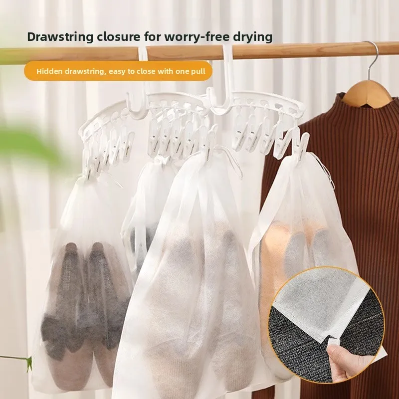 20/50PCS Disposable Non-Woven Shoe Storage Bags Travel Shoe Covers Suitcase Thickened Breathable Drawstring Pouch for Sneakers