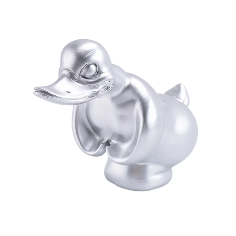 2 Piece 3D Chromed Angry Duck Hood Ornament, Silver & Black Resin Fun Front Hood Car Sticker
