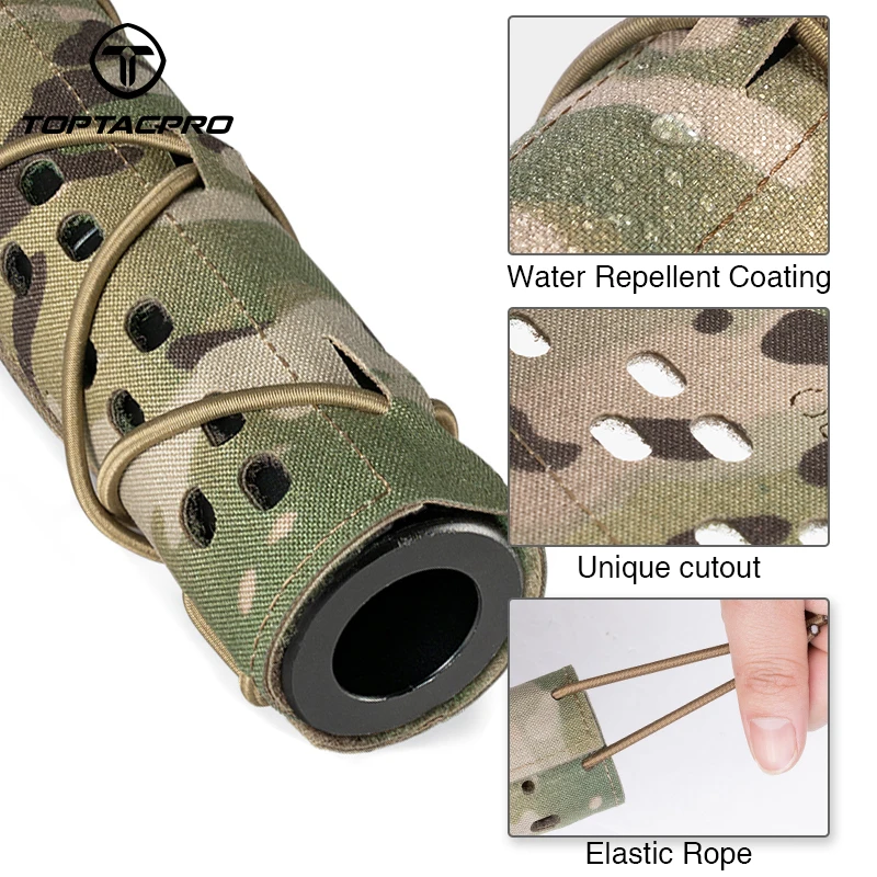 TOPTACPRO Tactical Suppressor Cover 7\'\' Laser Cut noise elimination Heat Shield Sleeve Cover Paintball Multi-camo 8503