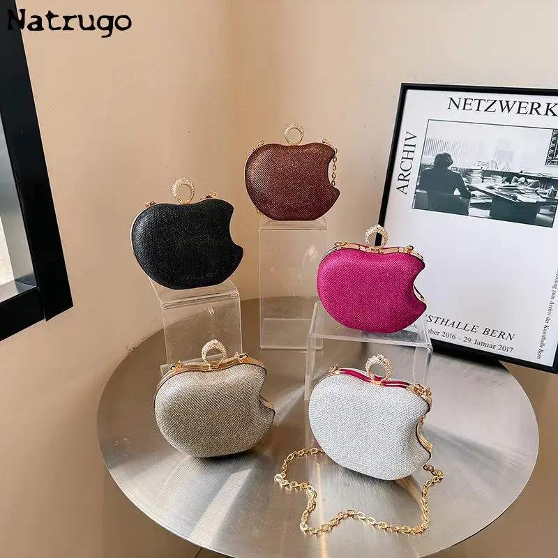 Mini Apple Shape Party Hand Grab Evening Bag 2024 New Hot Sale Party Crossbody Bag For Women Cute Ladies Chain Bag