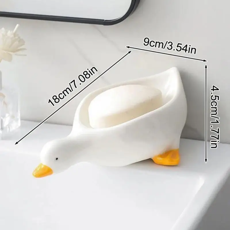 Duck Soap Tray Self-Draining Rack – Cute Cartoon Animal Design, Keeps Soap Dry & Tidy for Shower, Bathtub & Sink - view 6