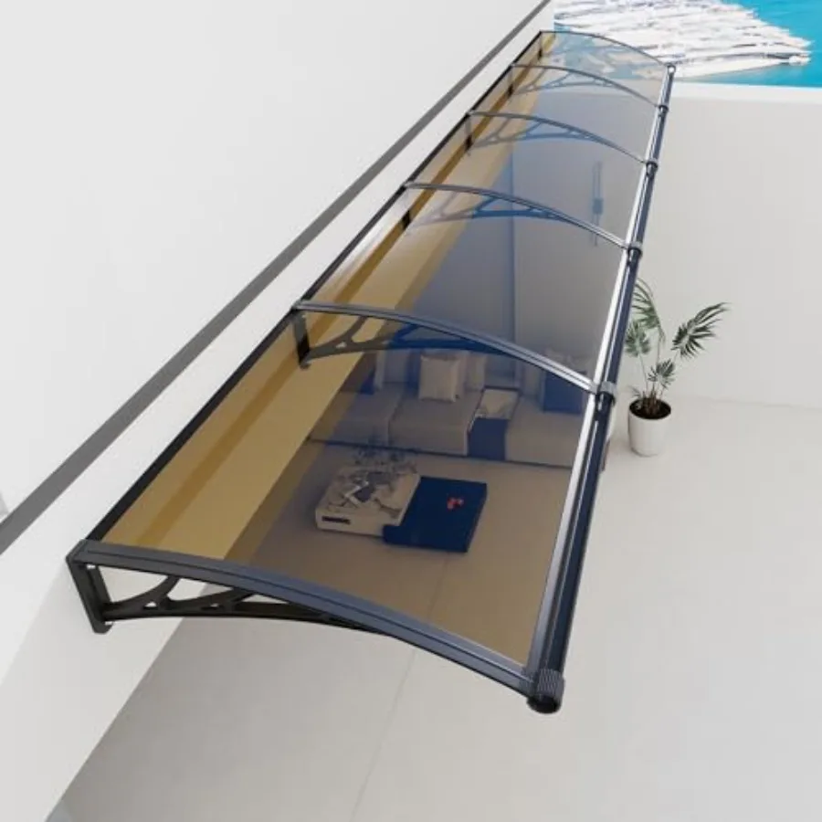 Awning for Door Entrance 40x120 Inch, Polycarbonate Canopy for Porch Patio Window Deck, Clear UV Rain Snow Protection with Sepa