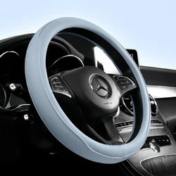 Car steering wheel cover Nappa leather perforated patchwork, non-slip, breathable, universal 15 inches (Approx. 38cm)